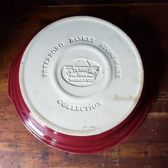 Peterboro Basket Co Stoneware Collection Round Casserole Dish Replacement Red - Picture 3 of 6